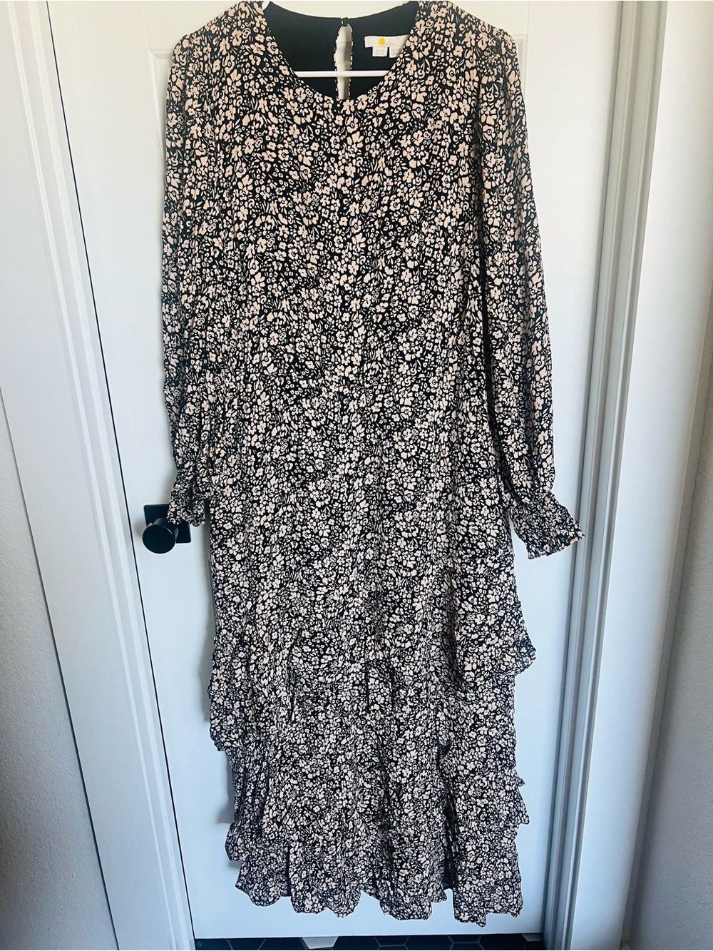 Boden Olive Green Floral Long-Sleeve Tiered Dress - Picture 6 of 6